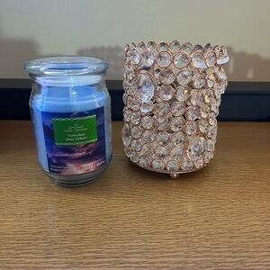 Ashland Blue Candle with Crystal Embellished Holder